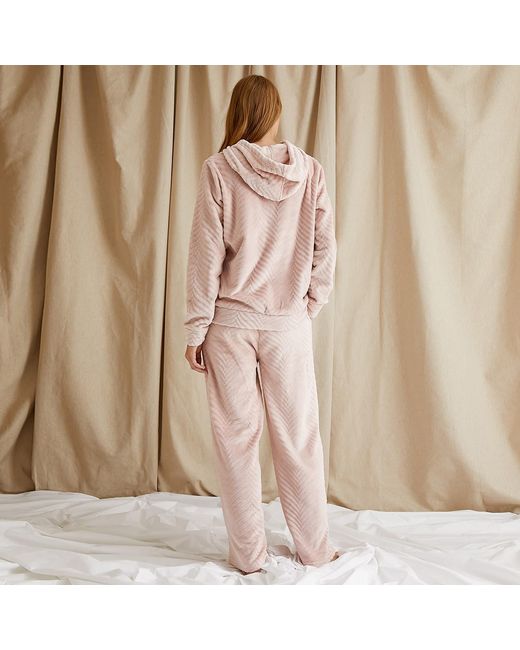 Pretty You London Pink Cosy Chevron Co-ord Lounge Suit In Rose