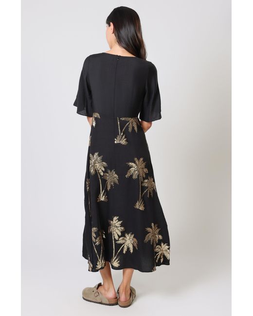Traffic People Black Palms Of Sequin Blythe Midi Dress