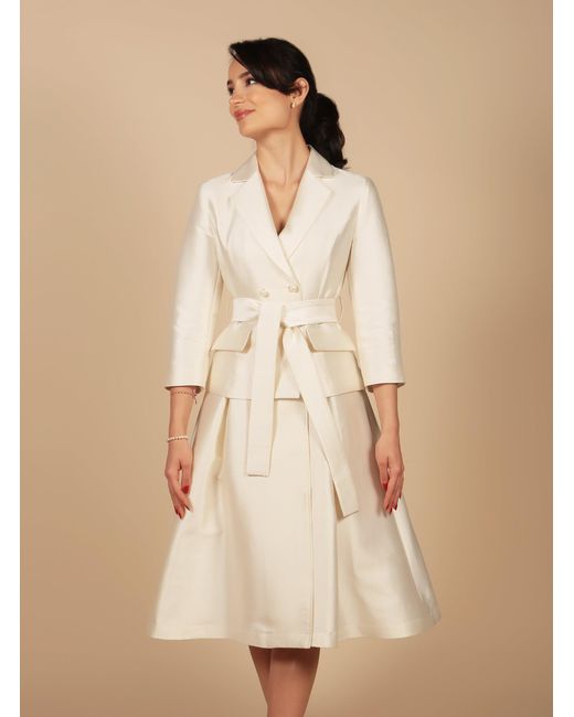 Santinni Natural 'Audrey' 100% Wool & Silk Dress Coat