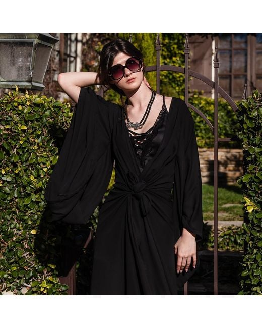 Jennafer Grace Black Kimono Duster Wrapdress