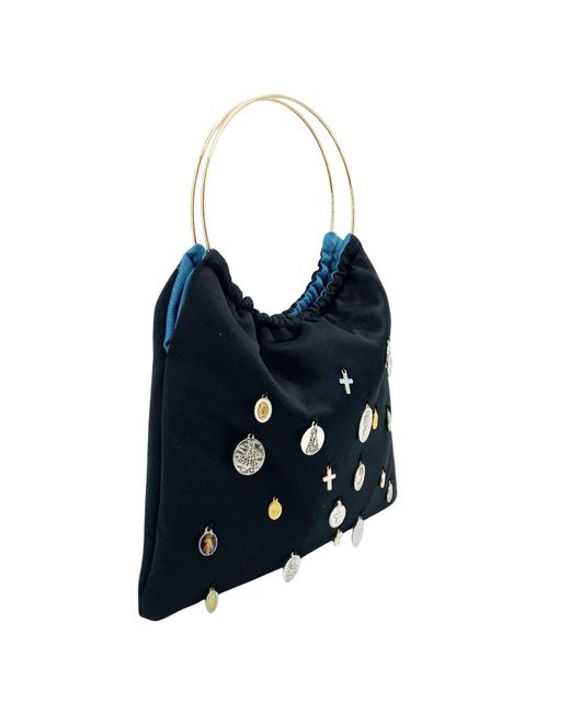 Hilo De Mar Blue Mary Top Handle Bag With Medals