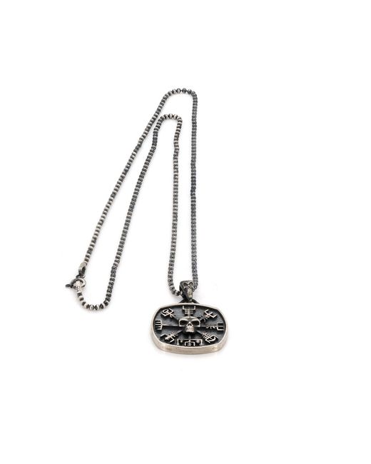 Ebru Jewelry Metallic Sterling Skull Viking Symbol Necklace for men