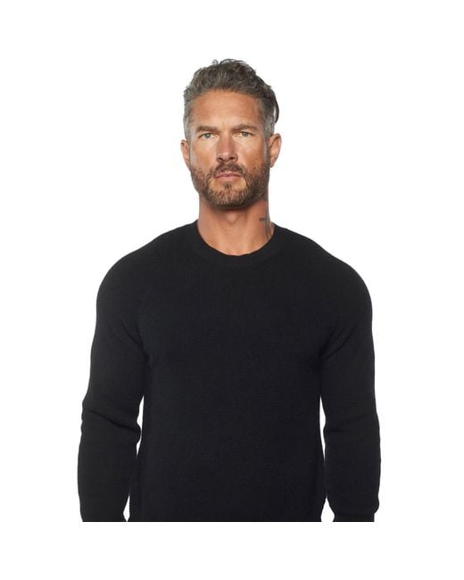 Weston Jon Boucher Black Valen Waffle Knit Cashmere And Wool Fitted Lightweight Sweater for men