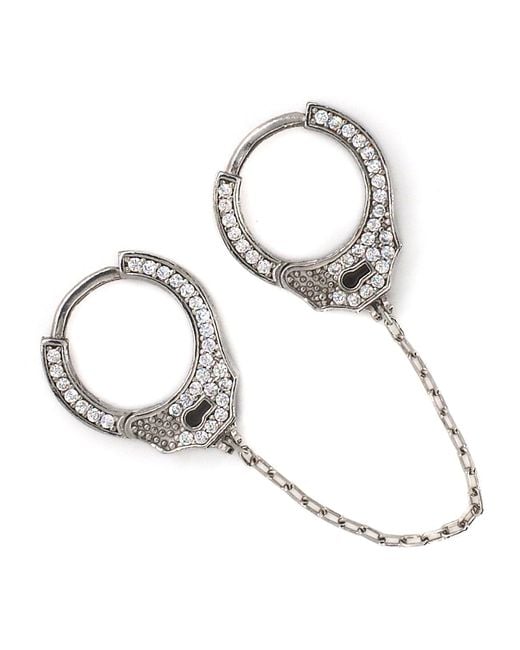 Ebru Jewelry White Sterling & Diamond Handcuff Design Earring