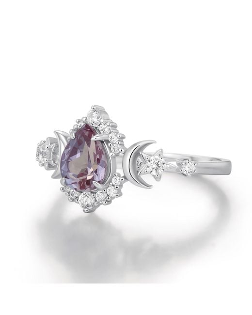Azura Jewelry New York Metallic Galactic Pear Cut Alexandrite Ring Vermeil
