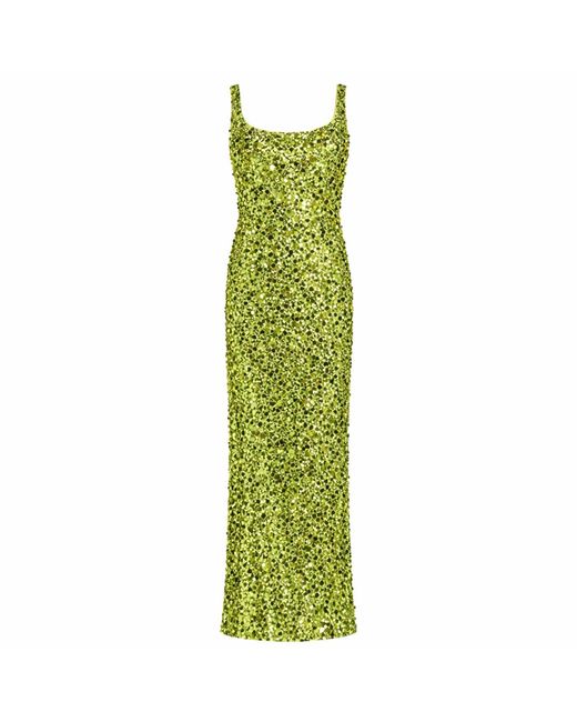 Mac Duggal Green Sleeveless Paillette Sequin Column Gown