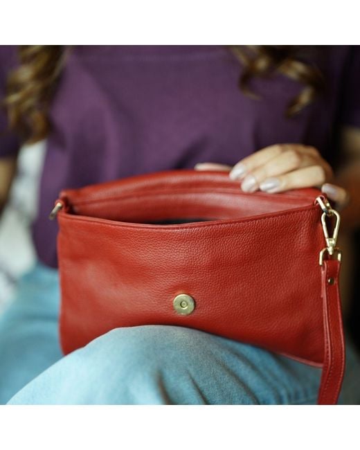 Hides Leather Co. Red Handcrafted Leather Crossbody Charm, Adjustable Wristlet For Phone, Passport & Essentials