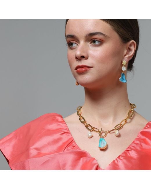 Magpie Rose Blue The Pearl Rocks Aqua Earrings