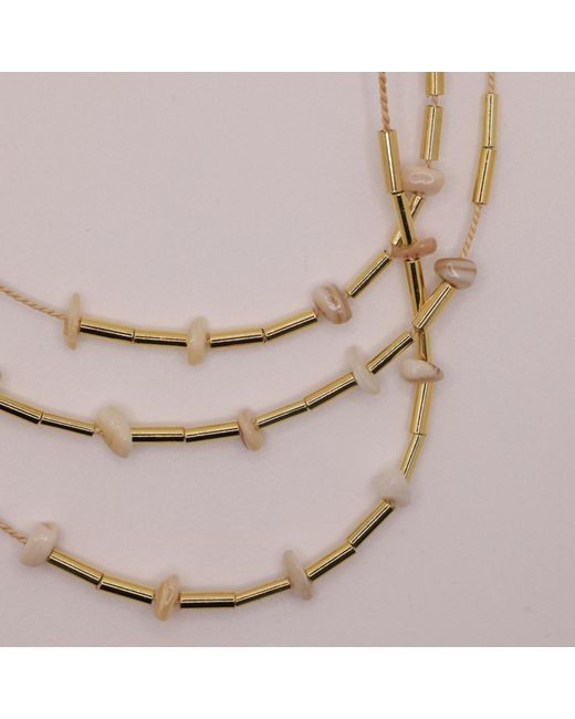 Nart Nature Making Art Metallic The Beads Layers Buriti Natural Fiber Necklace