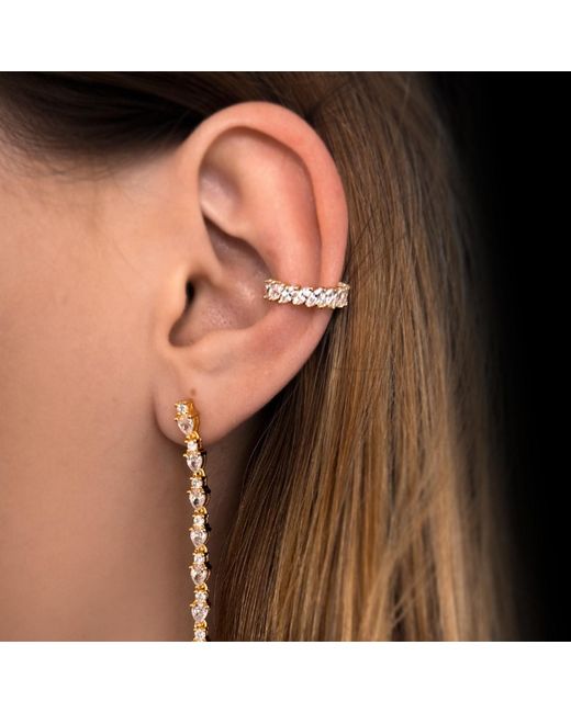 SALLY SKOUFIS Metallic Emergence Ear Cuff With Made Cz Diamond Stimulant