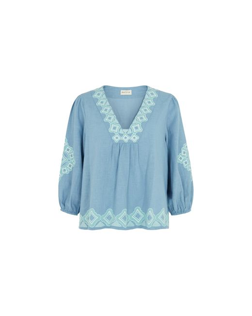 Raffya Blue Eve Cotton Chambray Cotton Cross Hatch Top