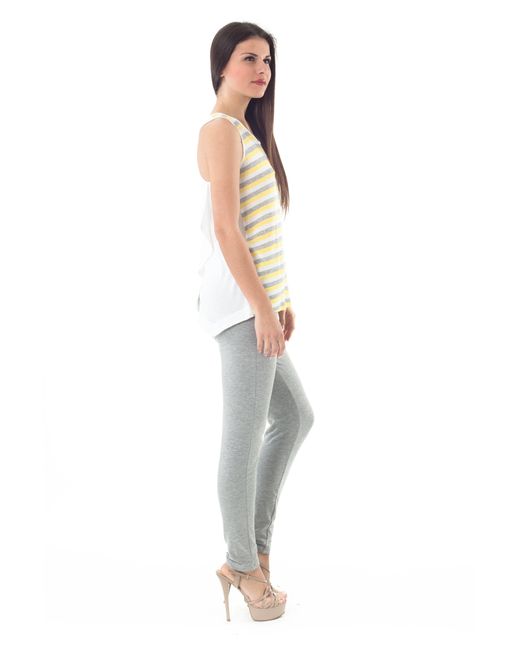 Conquista Yellow Racer Back Striped Top