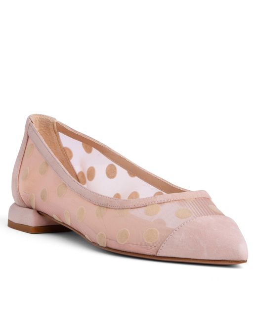 Beautiisoles by Robyn Shreiber Made in Italy Pink Blake Baby Polka Dots Flat Comfortable Mesh For Dressy Work & Elegant Evening Wedding Ballerina