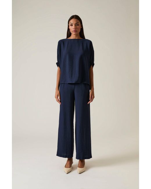 James Lakeland Blue Gathered Sleeve Blouse