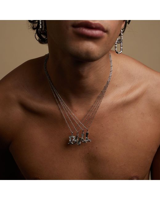 Kasun Metallic Solid P Initial Necklace With Marble