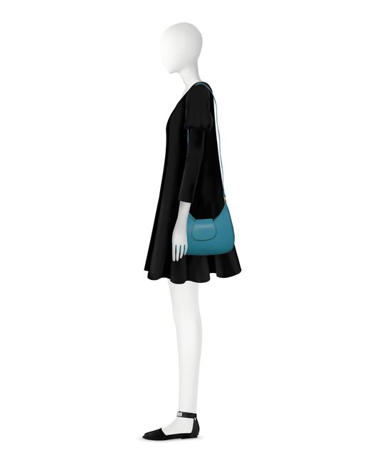 Le Parmentier Blue Obolo Leather Shoulder Bag