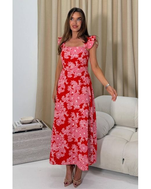 Girl In Mind Red Orla Broderie Anglaise Maxi Dress