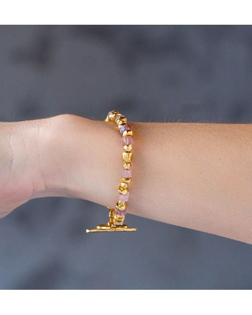 Loni Paul Jewelry Metallic Strawberry Quartz & Bead Bracelet