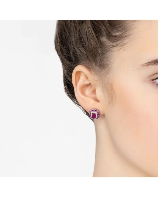 Latelita London Pink Great Gatsby Stud Earrings Ruby