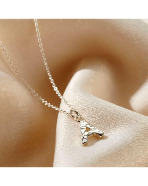 Posh Totty Designs Metallic Sterling Silver Textured Initial Letter Necklace