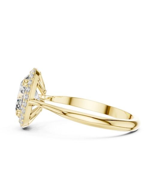 Aya Fine Jewelry Metallic Oval Solitaire Lab Diamond Halo Ring – Timeless Bridal Ring