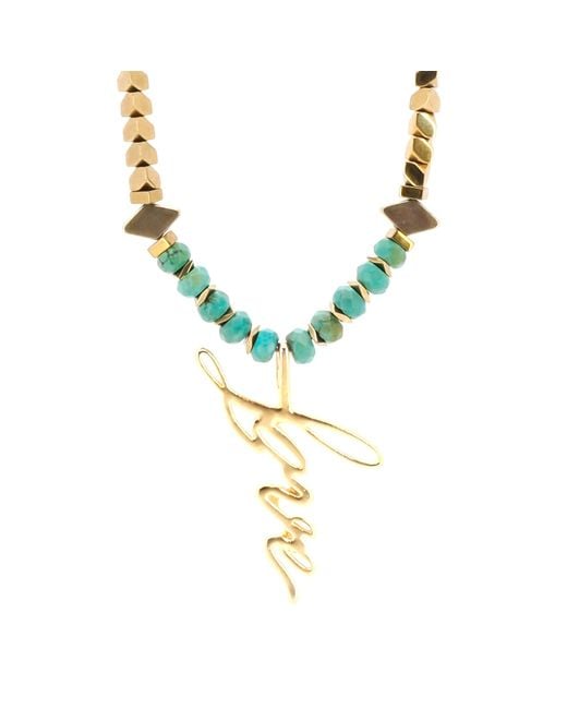 Ebru Jewelry Metallic Love Charm Beaded Necklace