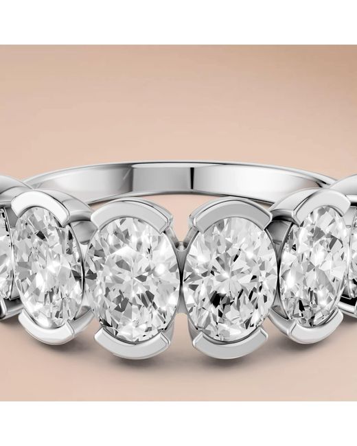 Aya Fine Jewelry White Elegant Oval Lab Diamond Wedding Band 2.57 Cwt