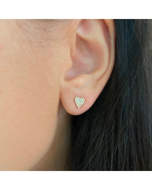 KAMARIA Metallic Solid Heart Diamond Stud Earrings