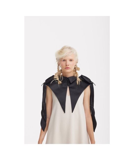 Julia Allert Black Sculptural Satin Statement Collar –