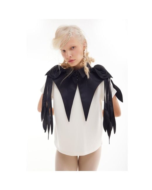 Julia Allert Black Sculptural Satin Statement Collar –