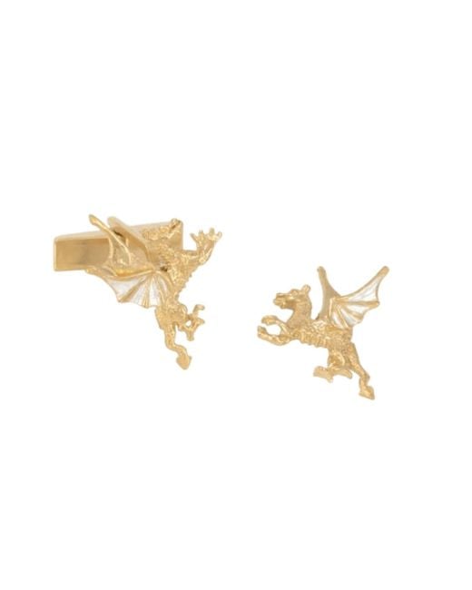 Simon Kemp Jewellers Metallic Dragon Cufflinks Eighteen Carat On Sterling for men