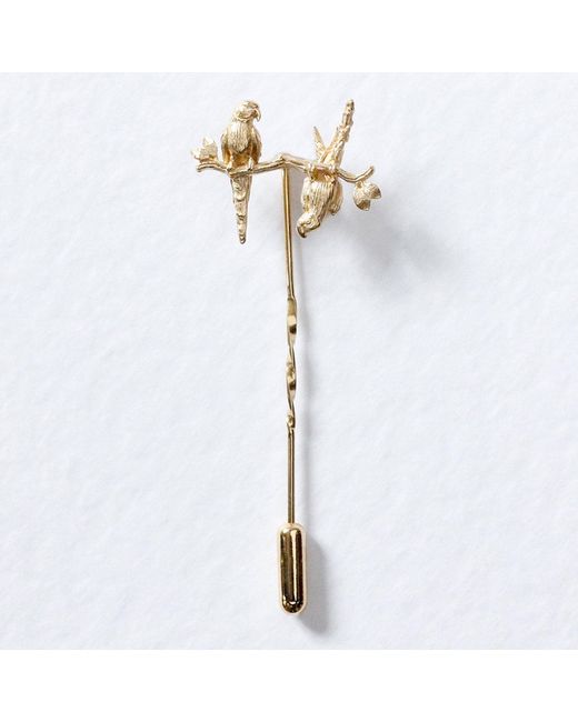 Lee Renee Metallic Parakeet Tie Pin – Two Friends On A Branch – for men
