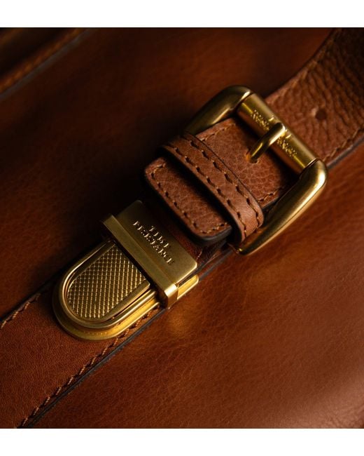 Time Resistance Brown Leather Satchel Bag for men