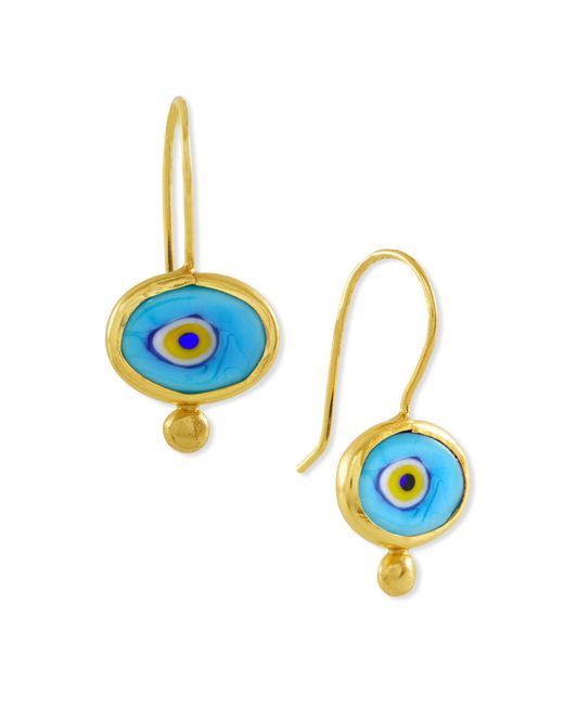 Ottoman Hands Blue Alara Evil Eye Drop Earrings