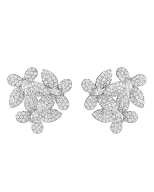 Latelita London White Flowers Large Stud Earrings Silver