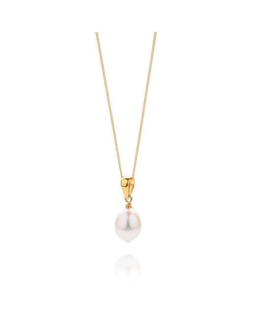 Nellou Jewellery Metallic Ellen Mini Pearl Drop Necklace Plated Sterling