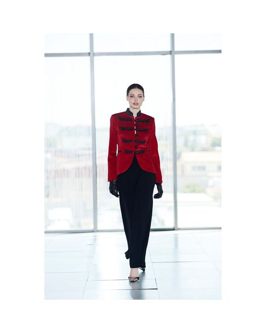 The Extreme Collection Embroidered Blazer With Mandarin Collar