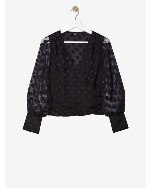 Rose & Nancy Black Ivy Spot Wrap Blouse