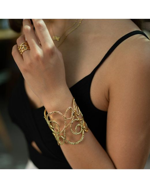 Ebru Jewelry Metallic Golden Whispers Arm & Cuff Bracelet