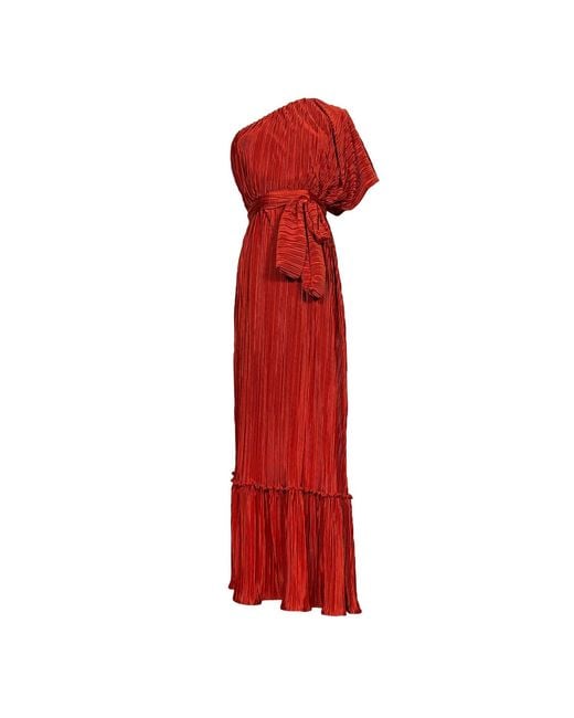 Jennafer Grace Red Tatjana One-Shoulder Maxi Dress
