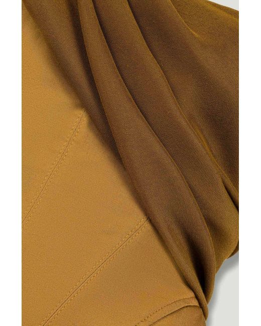 Nocturne Green One-Shoulder Draped Gabardine Bustier