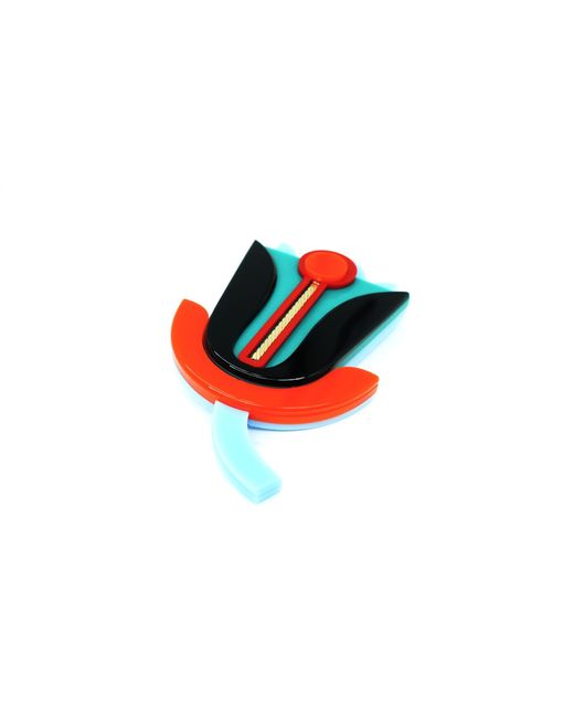 Gissa Bicalho Green Handmade Acrylic Brooch Iolanda