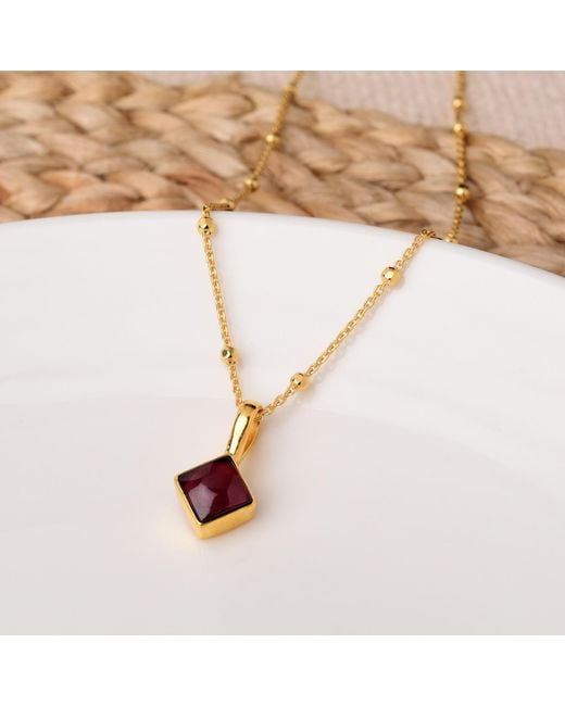 Nellou Jewellery Metallic Garnet Birthstone Necklace – January Diamond Shape