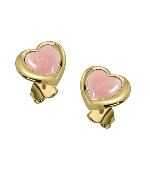 Lunaya Jewelry Metallic Rose Quartz Heart Studs