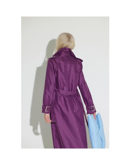 Julia Allert Purple Belted Classic Longline Trench Coat