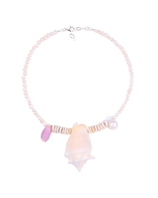Oana Savu Pink Beach Summer Holiday Necklace Sea Shells Pendant Pearls