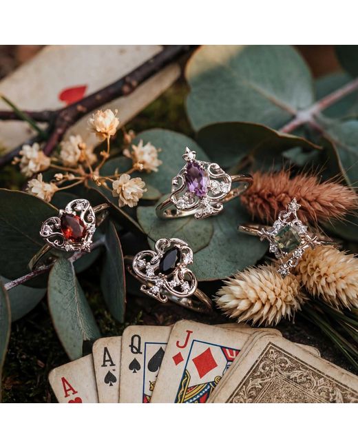 Azura Jewelry New York White Vine Diamond Moss Agate Ring Vermeil