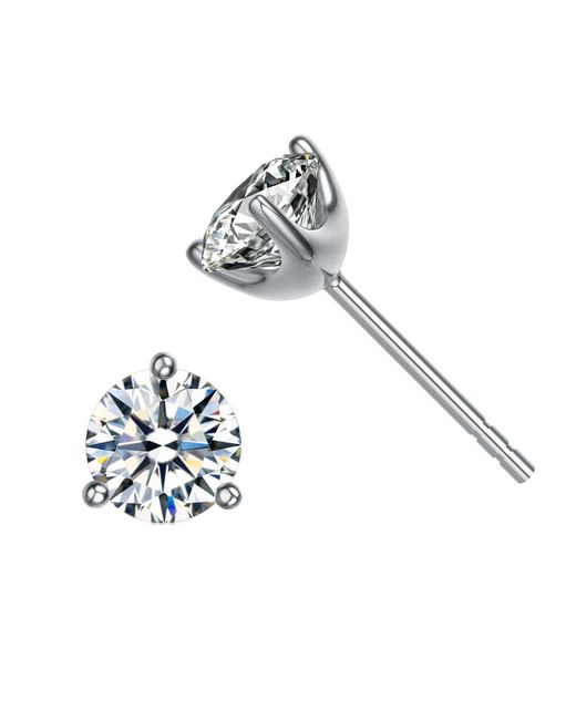 Genevive Jewelry Metallic Rachel Glauber Plated Three-Prong Martini Solitaire Stud Earrings