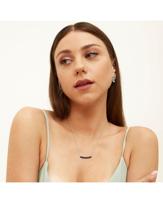 Spero London Blue Sterling Concave Bar Necklace