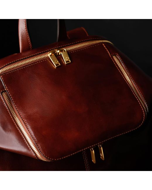 Time Resistance Brown Leather Backpack